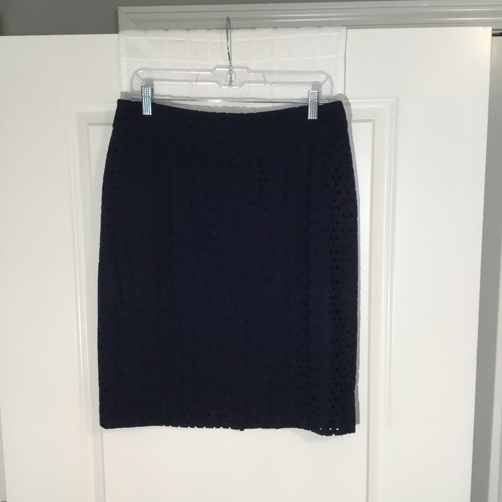 Talbots Ladies Eyelid Lined Skirt Navy Blue Size 8
